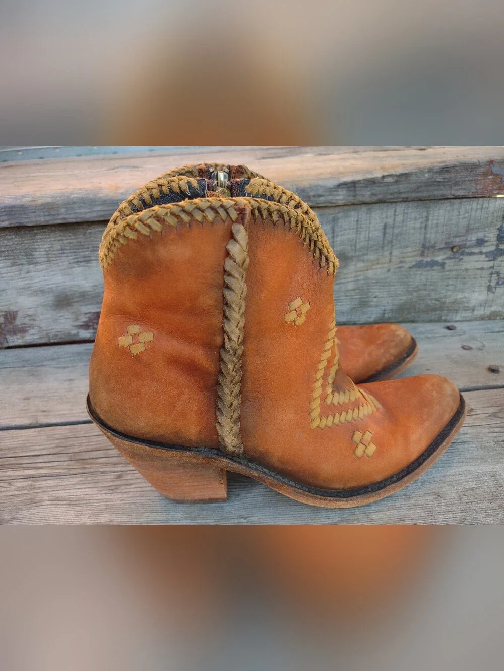 Liberty Black Aztec Southwestern Leather Western Cowgirl Booties Size US 7